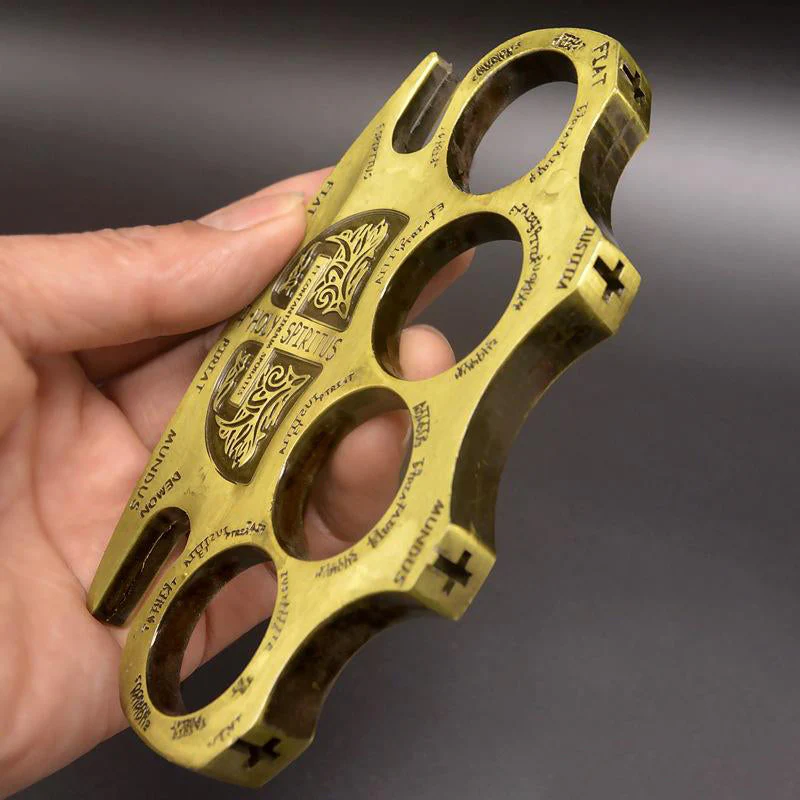 Warrior - Brass Knuckle Duster Boxing Four Finger Buckle Defense Window Breaker Outdoor EDC Tool - Image 9