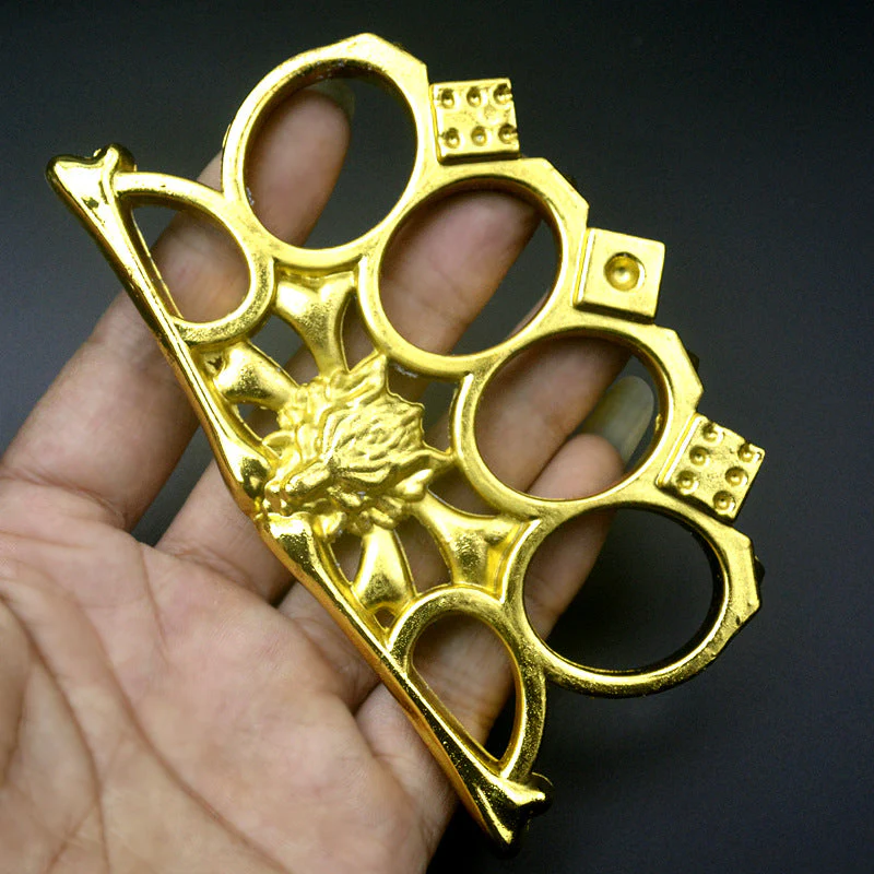 Wolf Head Dice Knuckle Duster Boxing Self Defense Buckle Window Breaker Outdoor EDC Tool - Image 2