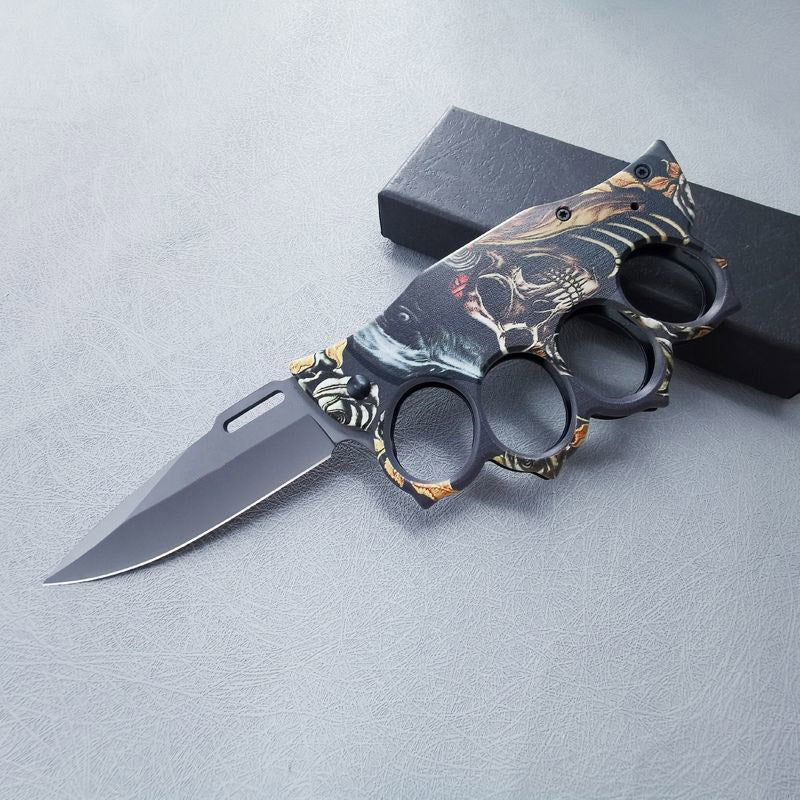 Tactical Folding Knuckle Knife Wooden Handle Outdoor Self Defense Pocket Knives EDC Tool - Image 3