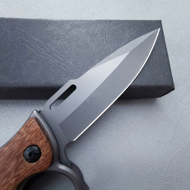 Tactical Folding Knuckle Knife Wooden Handle Outdoor Self Defense Pocket Knives EDC Tool - Image 8