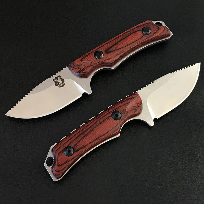 Wooden Handle Liome 15017 Fixed Blade Knife Camping Tactical Hunting Straight Knives - Image 6