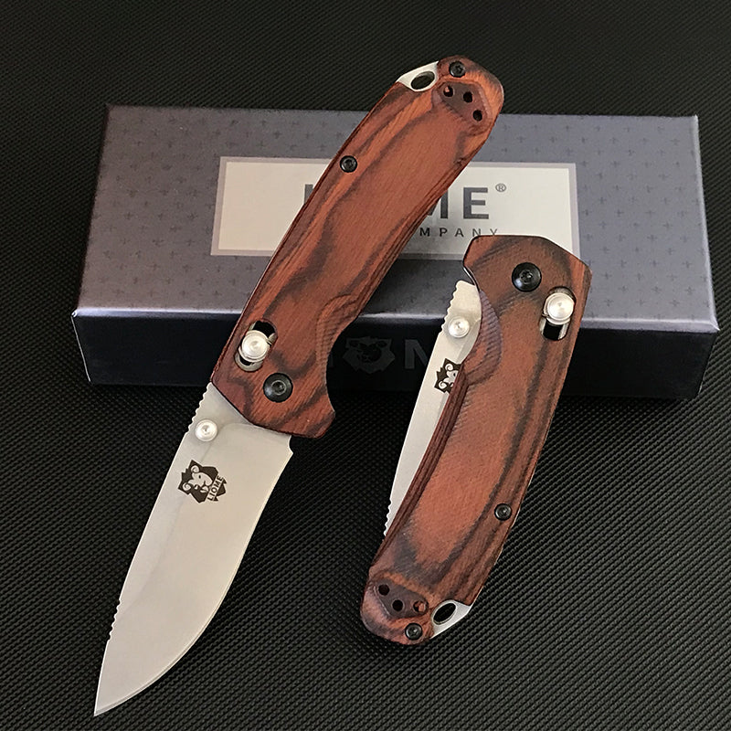 Wooden Handle Liome 15031 Tactical Folding Knife Stone Wash Blade Outdoor Survival Safe Pocket Knives - Image 2