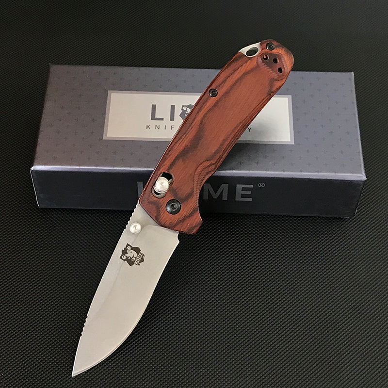 Wooden Handle Liome 15031 Tactical Folding Knife Stone Wash Blade Outdoor Survival Safe Pocket Knives - Image 7