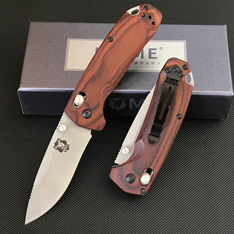 Wooden Handle Liome 15031 Tactical Folding Knife Stone Wash Blade Outdoor Survival Safe Pocket Knives - Image 8